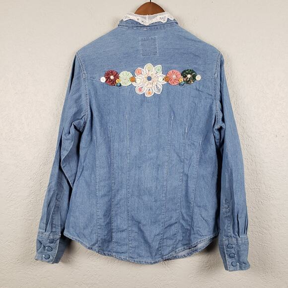 Vintage 80s Andrews Blues Button Up Buttons - M - Picture 4 of 6